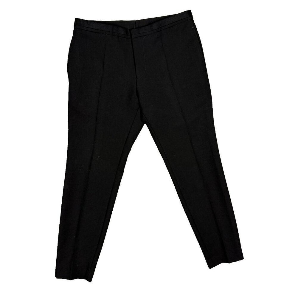 Hugo Boss Wool Mohair Dress Pants Mesh Black Trousers Heavyweight "Wynn" 32x30